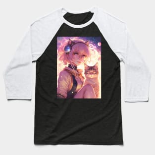 Cute Anime girl with her kawaii cat Baseball T-Shirt